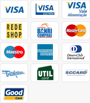 Visa, Visa Electron, Visa Vale Alimenta&ccedil;&atilde;o, RedeShop, BanriCompras, MasterCard, Maestro, American Express, Diners, Refeisul, UtilCard, SCCard e GoodCard